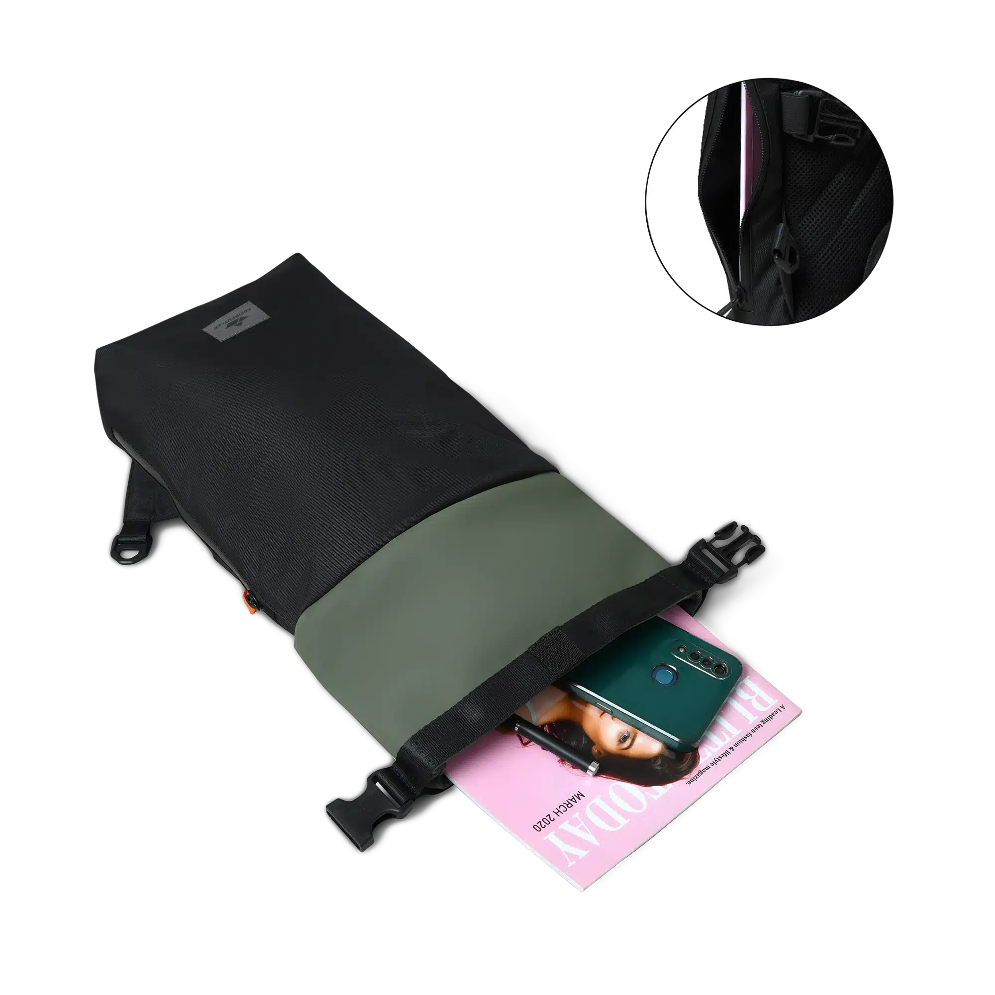 Crossbody Bag Alma - Schwarz/Oliv