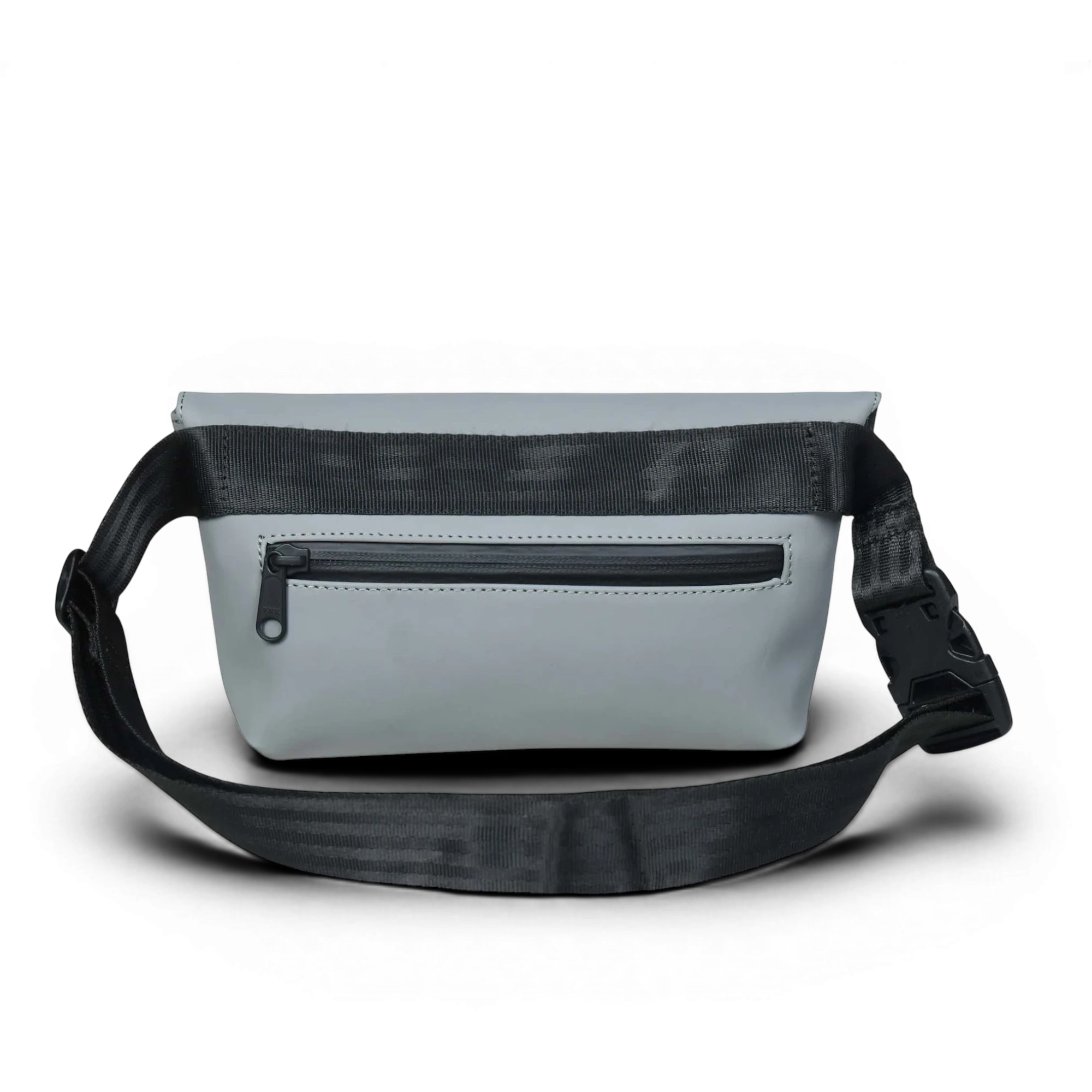 FREIBEUTLER Hip Bag Levi, graue, wasserabweisende Bauchtasche aus veganem PU mit Reißverschlussfach und verstellbarem Gurt.