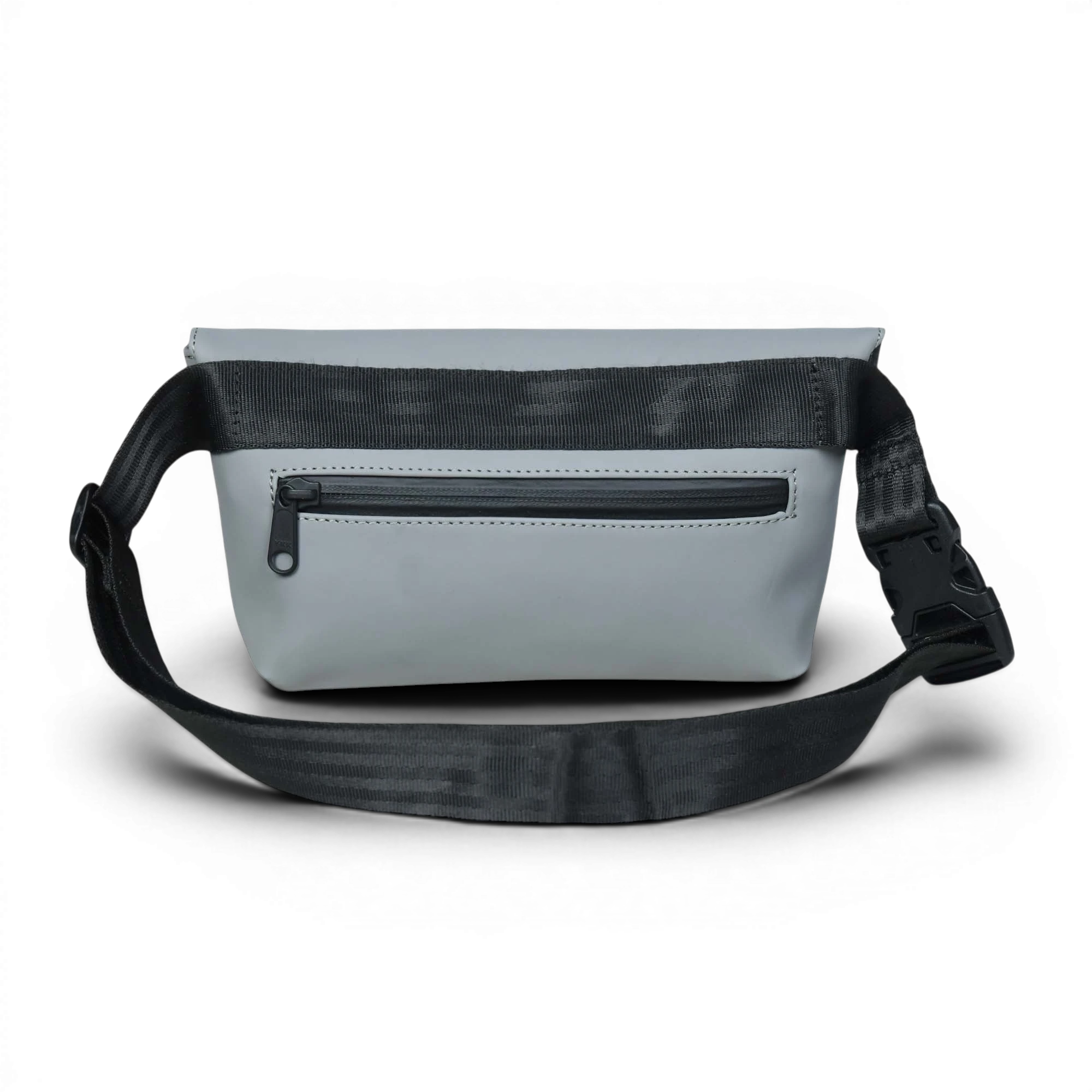 FREIBEUTLER Hip Bag Levi, graue, wasserabweisende Bauchtasche aus veganem PU mit Reißverschlussfach und verstellbarem Gurt.