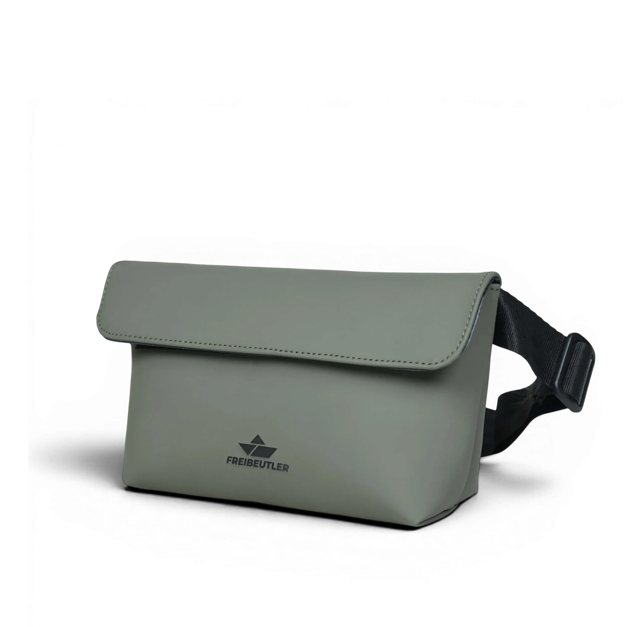 FREIBEUTLER Hip Bag Levi in Olivgrün, wasserabweisendes veganes PU-Material, mit Klettverschluss und verstellbarem Gurt.